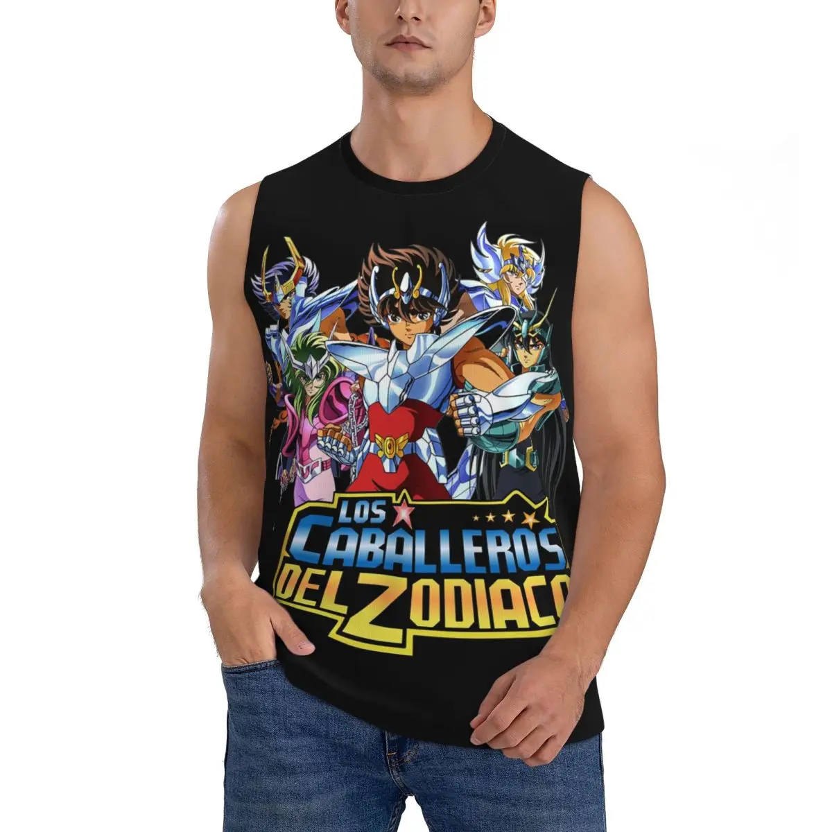Knights Of The Zodiac Saint Seiya Men Sleeveless Tank Tops Quick Dry Breathable Gym Fitness Running Summer Casual Sport Vest
