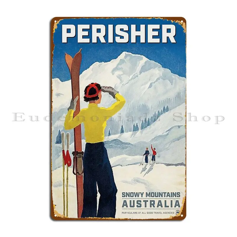 ملصق لوحة معدنية من Perisher Snowowy Mountains Australia لنادي حفلات السينما مخصص لغرفة المعيشة ملصق تسجيل القصدير #2
