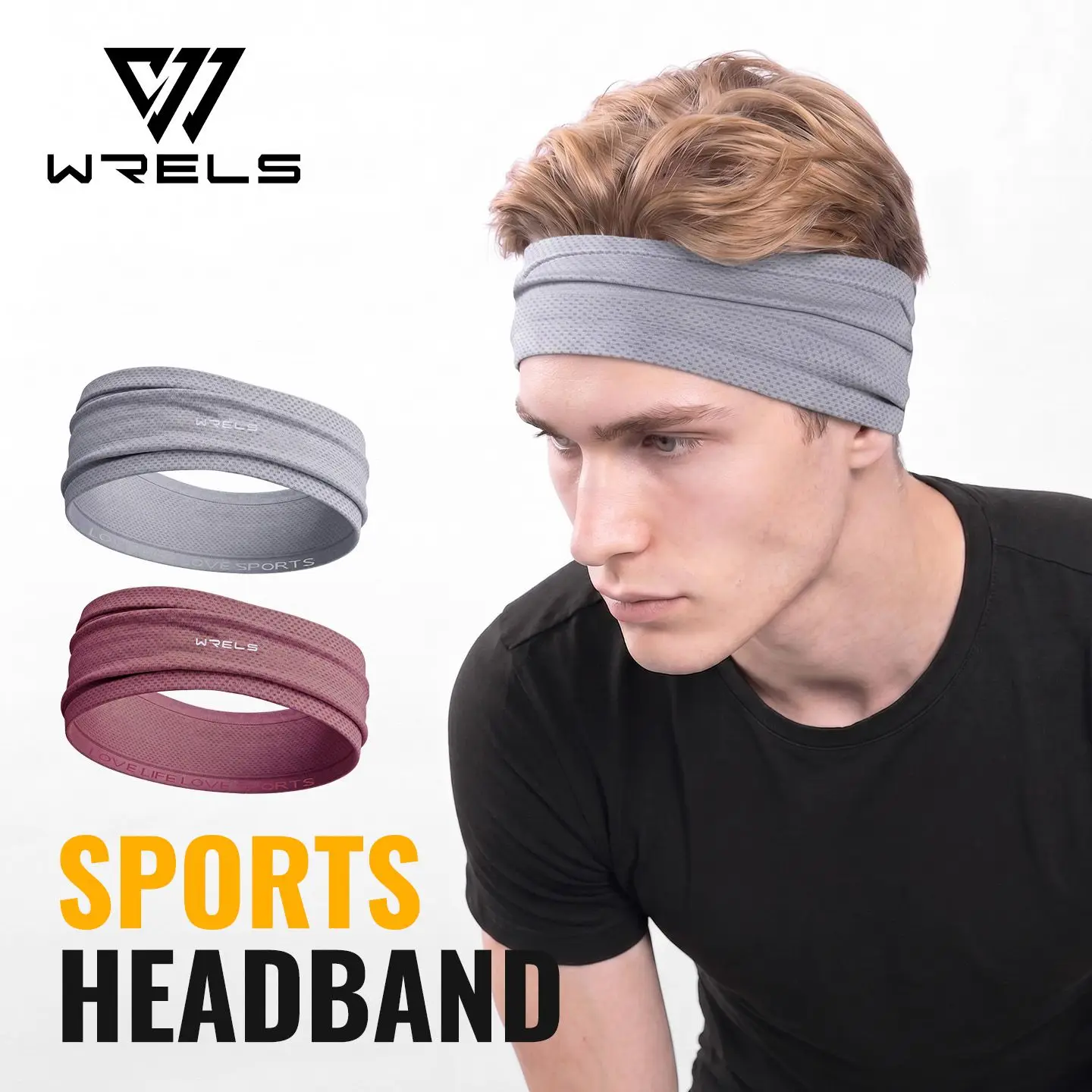 WRELS Sweatband Sweat Wicking Sports Headband High Elastic Non Slip Running Gym Yoga Basketball Cycling Men Women Hair Band