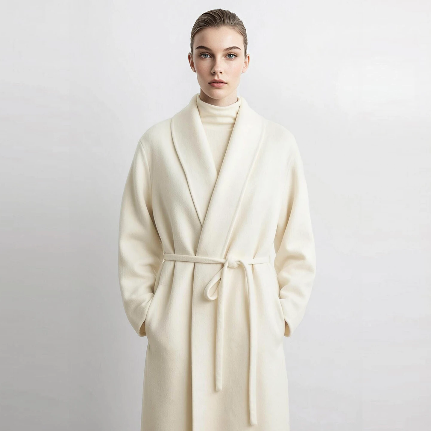 Amii Double-Faced Wool Alpaca Blend Belted Long Coat Elegant Slimming Minimalist 2026 Winter Women Winter Coat 12624042