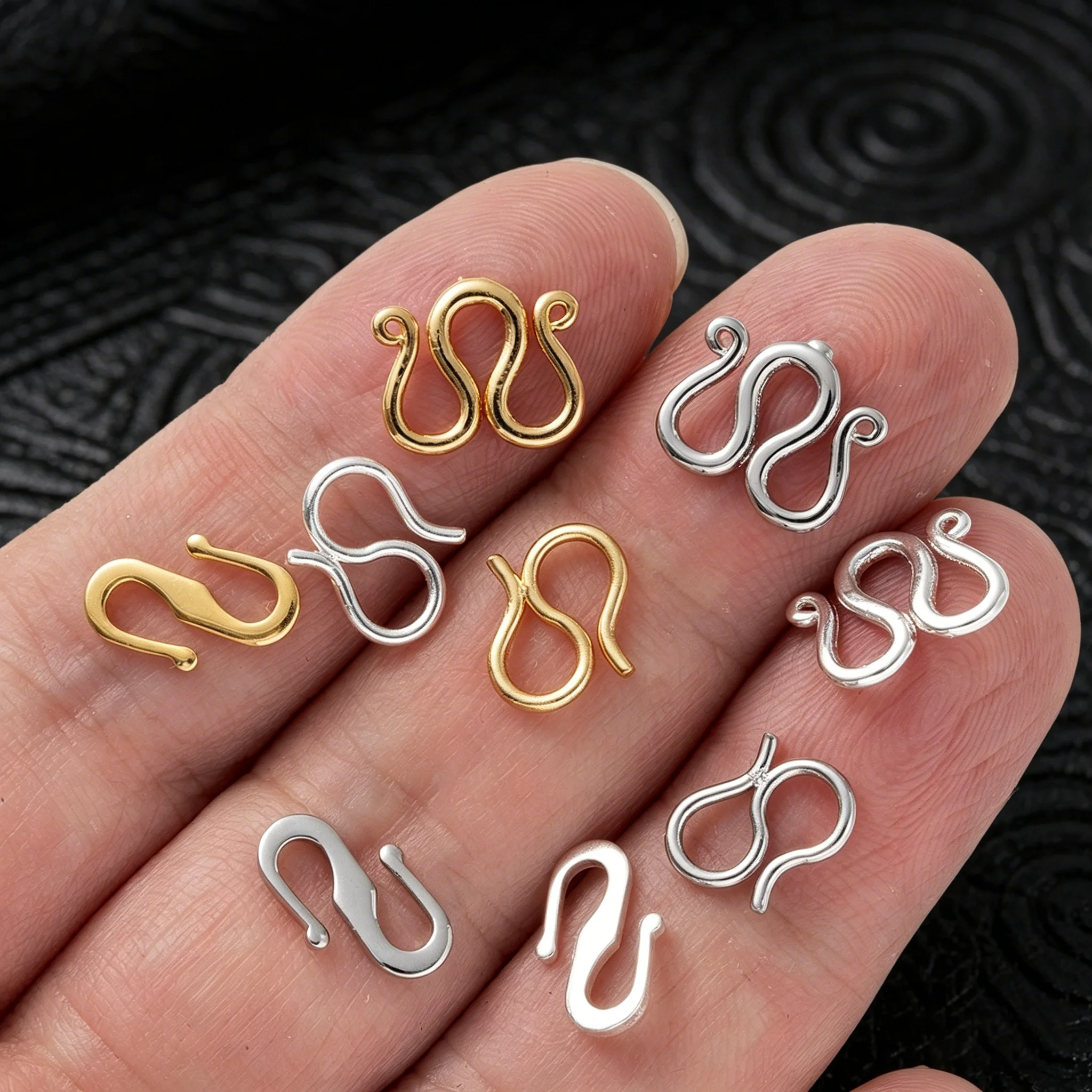 20 Stück/Lot 18K vergoldete W-S-förmige Endverschlüsse, Hakenkettenverbinder für DIY handgefertigte Armbänder, Halsketten, Schmuckherstellungszubehör – Detail 4