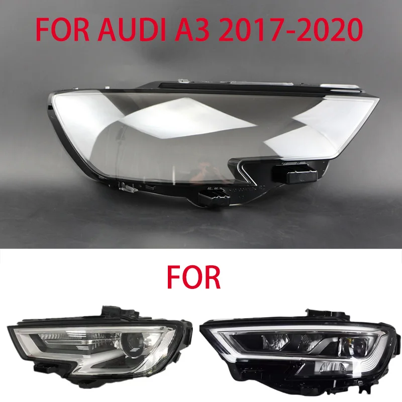 For Audi A3 2016-2020 Headlight Lampshade Transparent Headlight Lens Left and Right Lampshade Cover Lens Light Protection