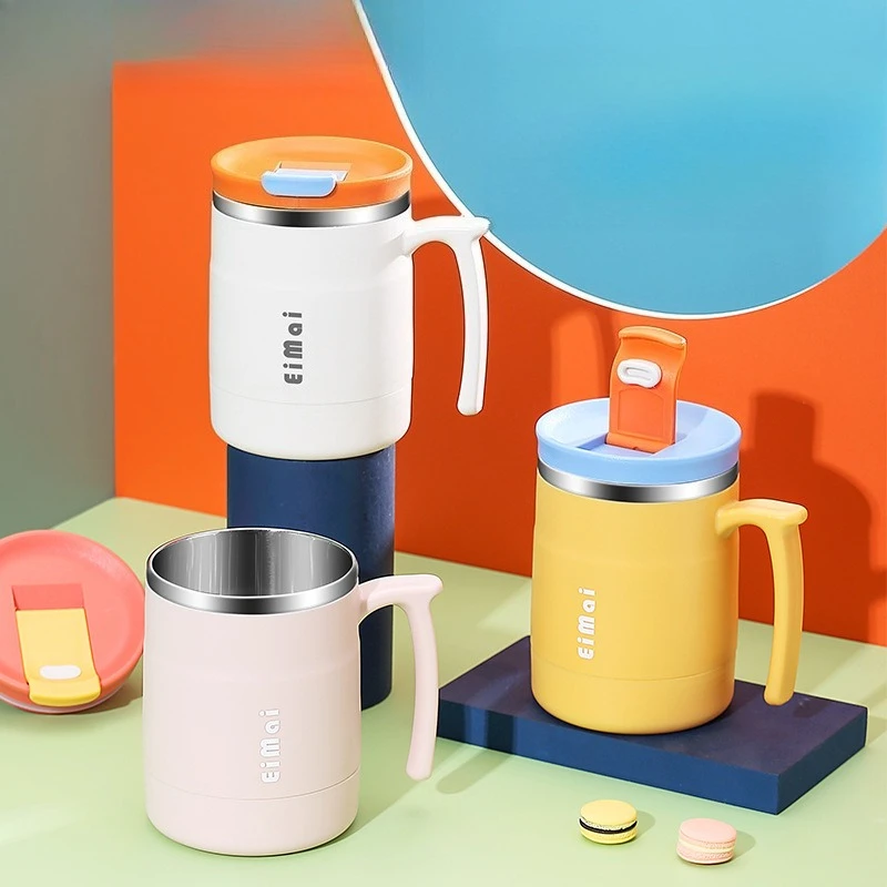 

New 2025 High Beauty Makeup Cup with Lid Spoon Stainless Steel Cup for Home and Office Coffee