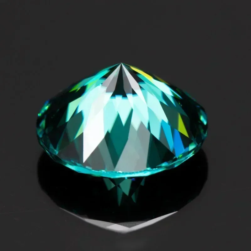 Moissanite Diamond Primary Color Emerald Green Round Shape 100 Faceted Cut GRA Certificate Lab Grown Gemstone for Charms Jewelry