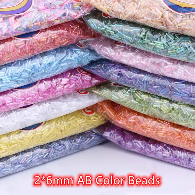 2x6mm Austrian Crystal Glass Tube Round Seed Beads Long Tube Bead for Garment Sew Accessories Necklace DIY Jewelry Making