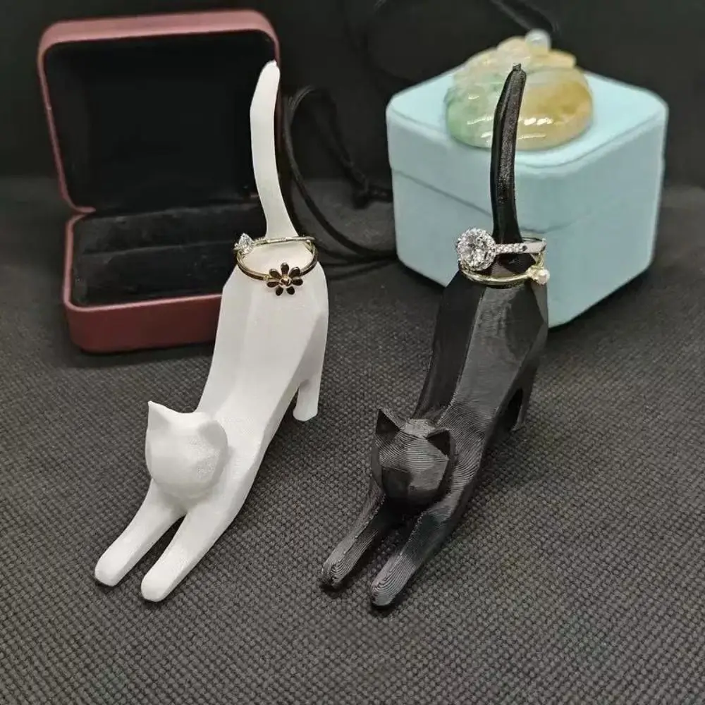 

Mini Kitten Ring Storage Rack 3D Printed Exquisite Resin Cat Sculpture Cat Ornaments Jewelry Storage Cat Sculpture Ornament