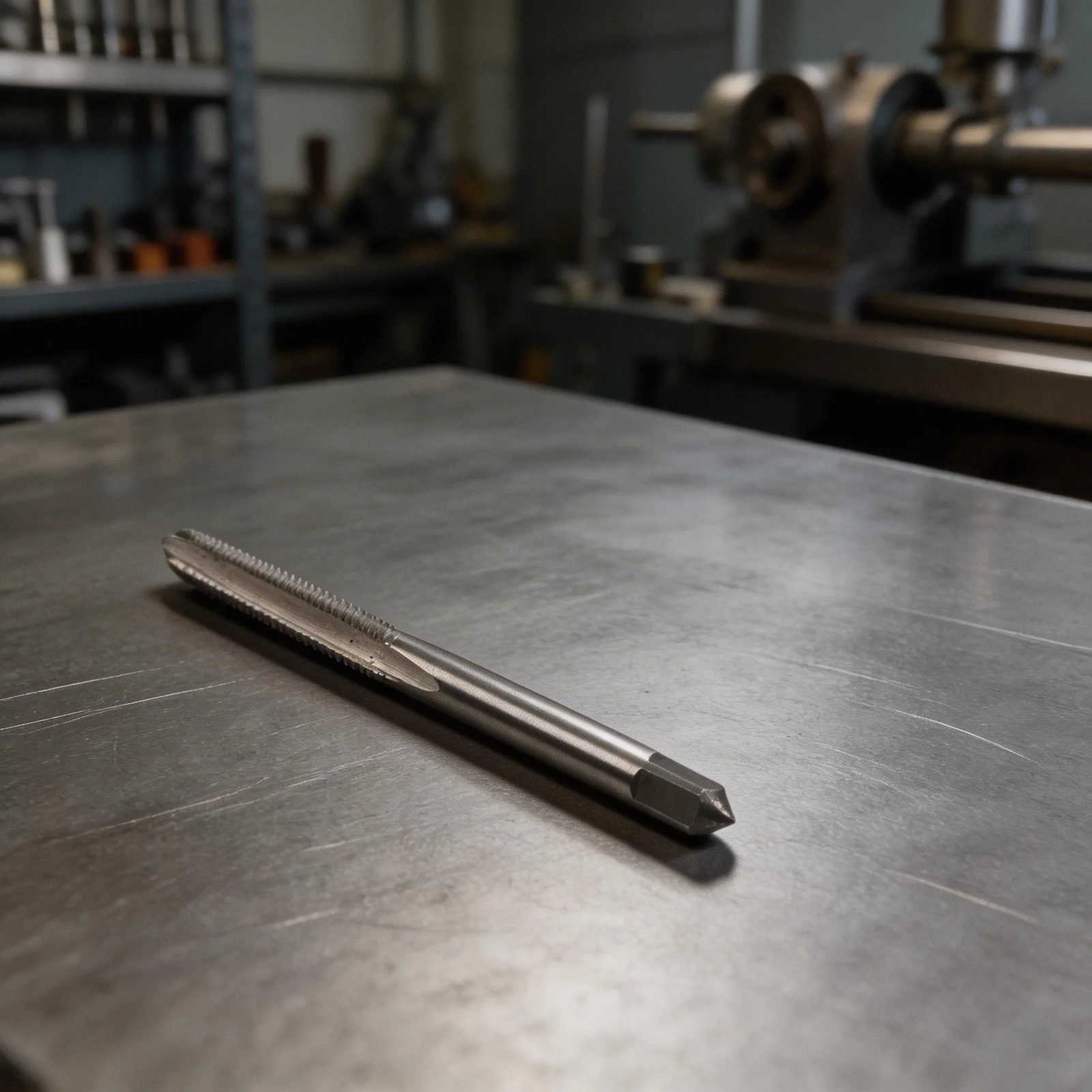3-Slot High Speed Steel Tap 0.209x36 TPI for Tire Stem Thread Cleaning Pointed Start Style 72 mm Length 5 mm Square Drive End