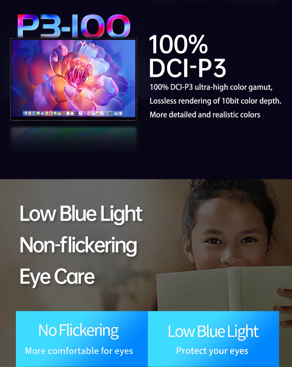 16 Zoll 4K OLED Tragbarer Monitor 16:10 3840*2400p 400Nits USB-C HDMI-kompatibler Externer Gaming-Monitor für PS5 Switch Laptop – Detail 8