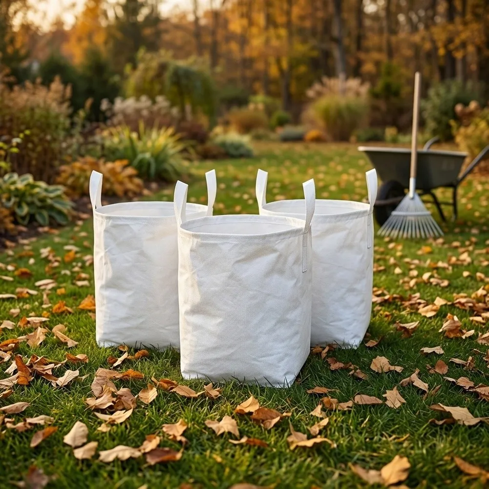 Reusable Collapsible Leaf Bags Set 3pcs 175L 290L Woven Polypropylene Yard Waste Bags Self Standing with Handles