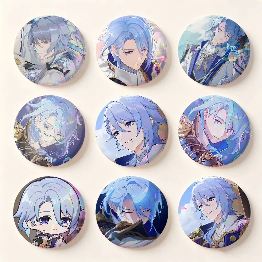 Kamisato Ayato Genshin Impact Badges 25 32 44 58 75 Mm Round Cosplay Pin Bag Decor Fans Collect Friends Gifts Brooch Souvenir