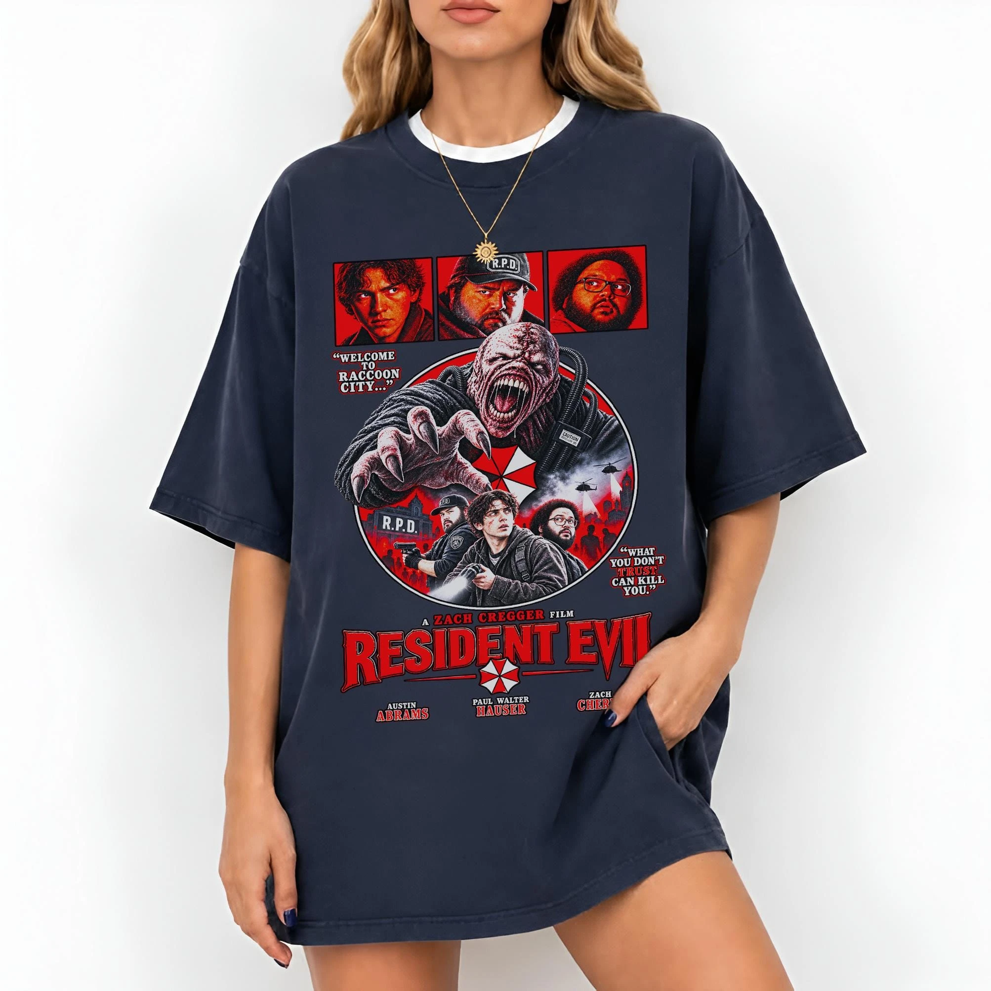 Resident Evil Movie Themed Tshirt Halloween Horror T-shirt Raccoon City Themed T-shirt Horror Themed Gift for Women's Daily Wear