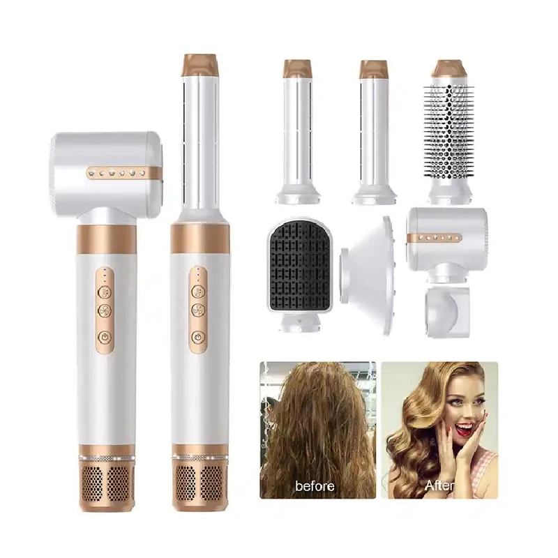 Professional Hair Dryer 7 in 1 Hair Styling Tools Gift Set Hair Strightener Brush 110000RPM Motor High Speed Ionic Hair Dryer