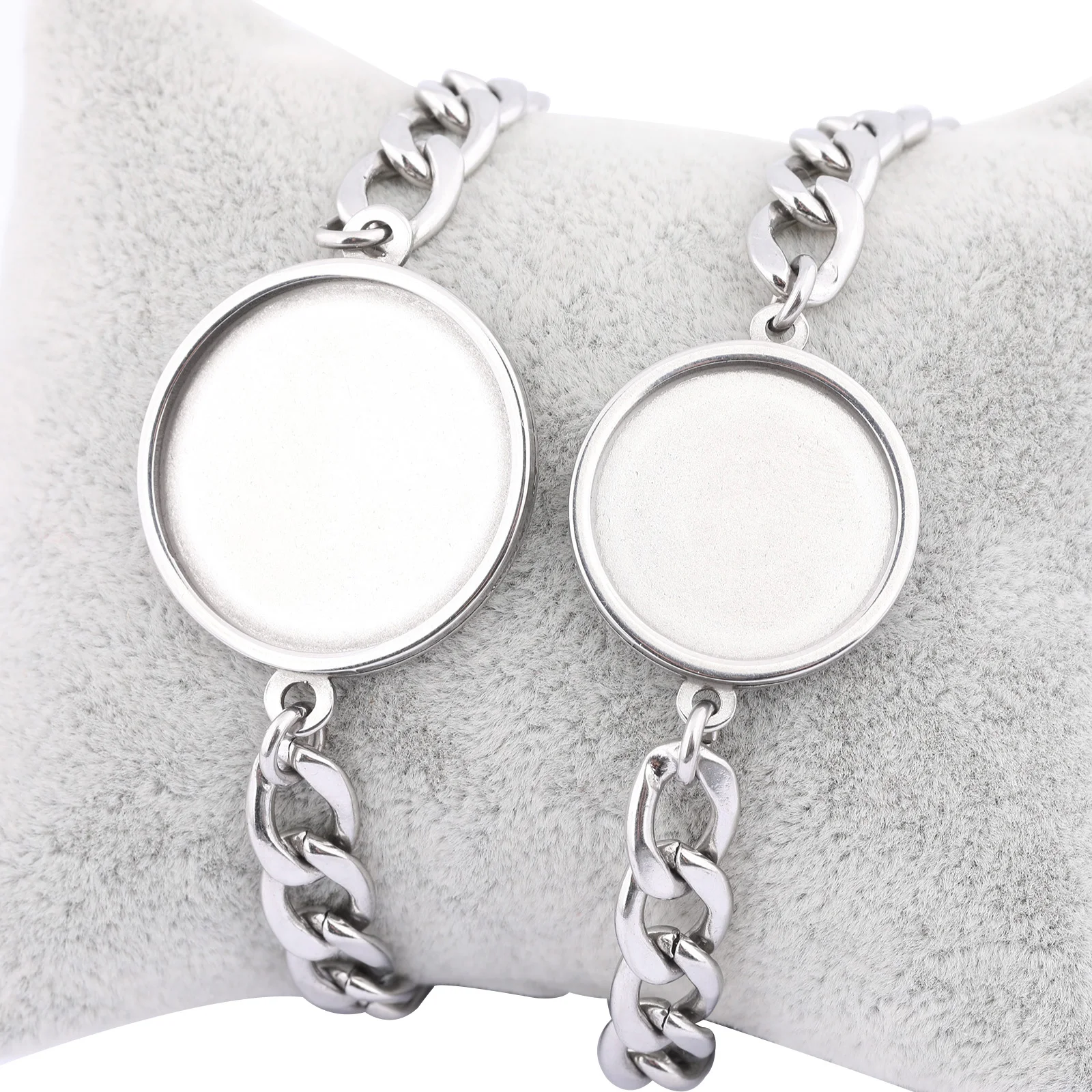 2 szt. Stal nierdzewna Fit 20mm 25mm Cabochon bransoletka podstawa puste miejsca Diy łańcuszek bransoletki dokonywanie akcesoriów