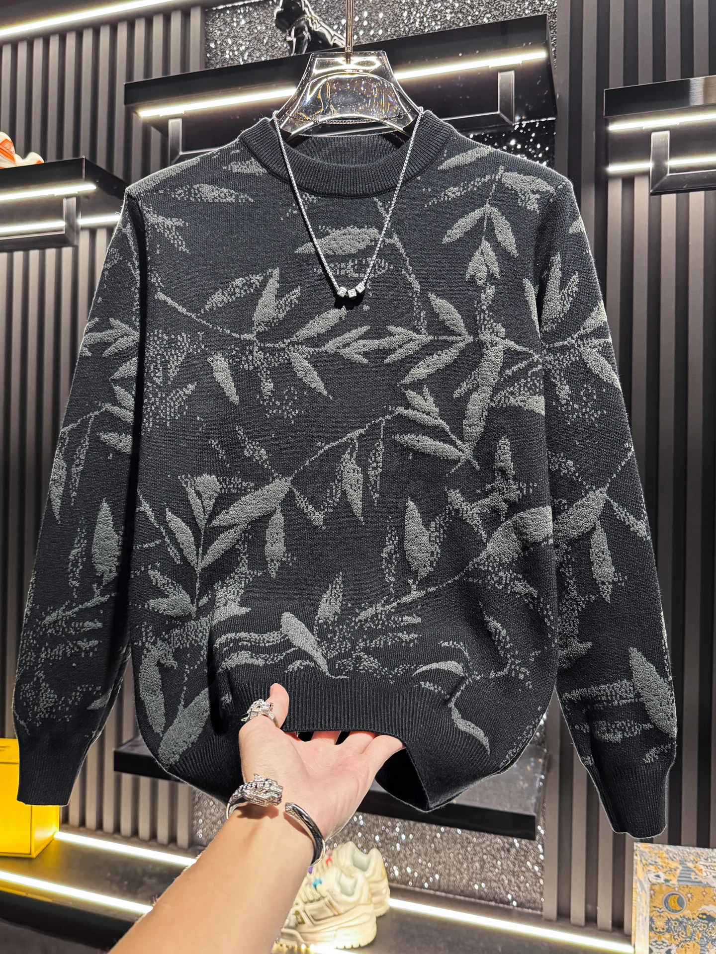 

Ele Le Pattern Knitted Sweater for Men round Ne Long Sve Base Layer Casual Sle Autumn Winter Faionable New Arr...