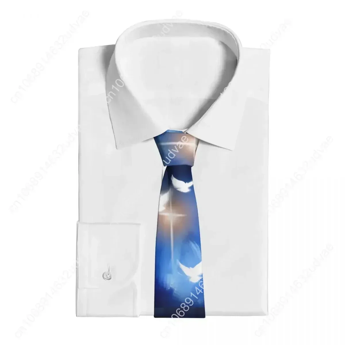 Croix chrétienne lumineuse avec trois colombes cravates hommes femmes Polyester 8 cm cravates pour hommes costumes étroits accessoires