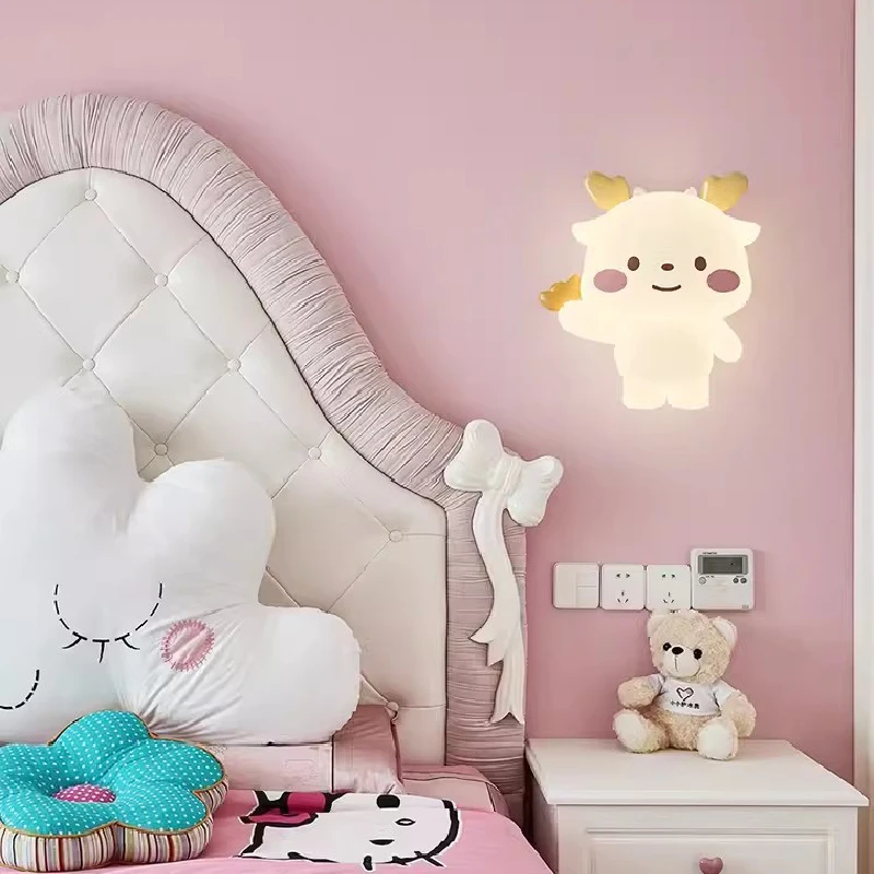 

Cartoon Fawn Wall Lamps Cute Children's Room Bedside Lamp Modern Minimalist Warm Girl Boy Bedroom Baby Room Nursery Wall Lights