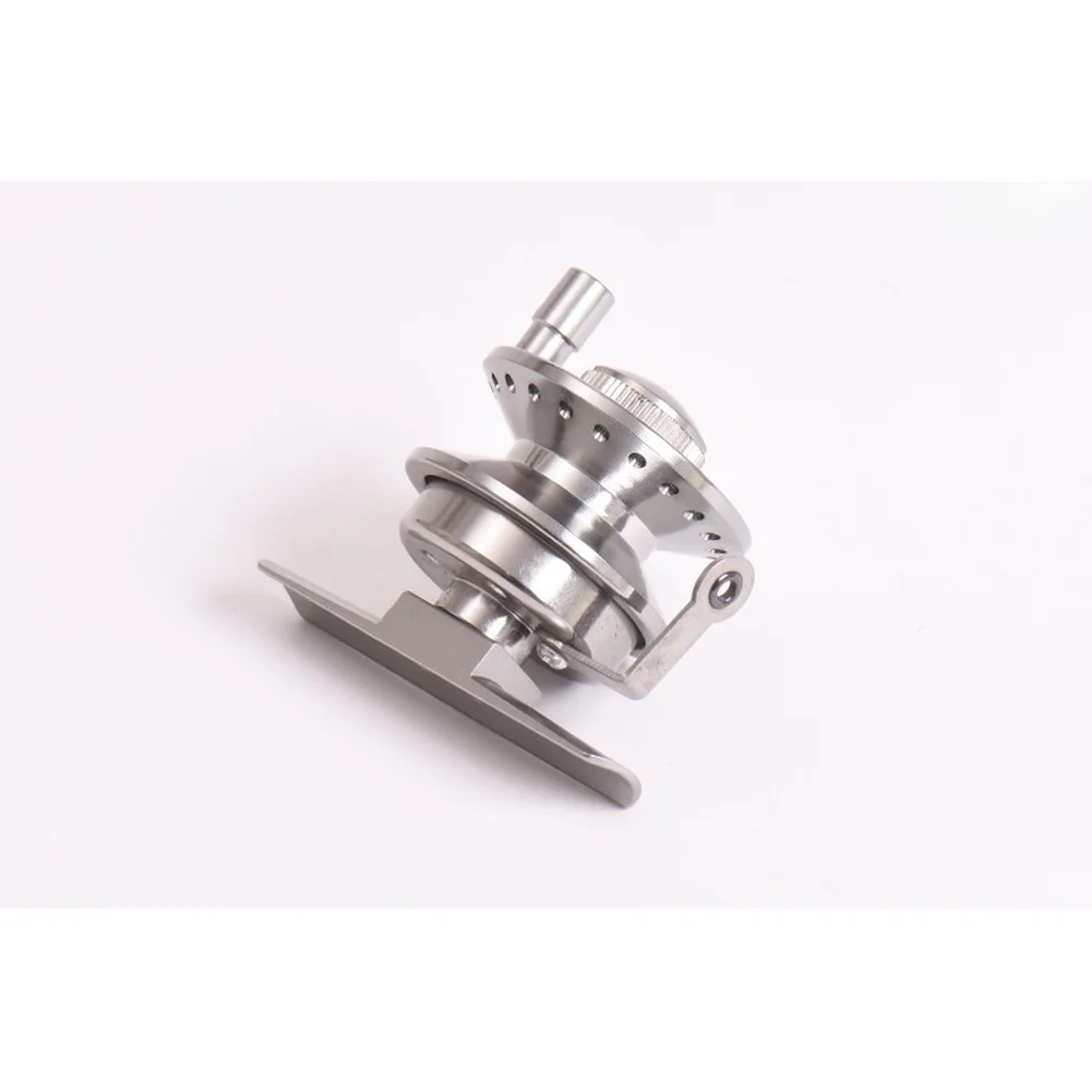 CNC Aluminum Fishing Reel for Ice Conditions Featuring Centerpin Spool Side-Foot Base Guide Ring and 1:1 Direct Drive Ratio