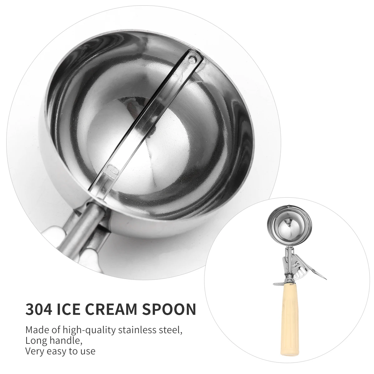 

Ice Cream Portion Scoop Spoon Home Tableware Metal Beige Stainless Steel Dig Ball