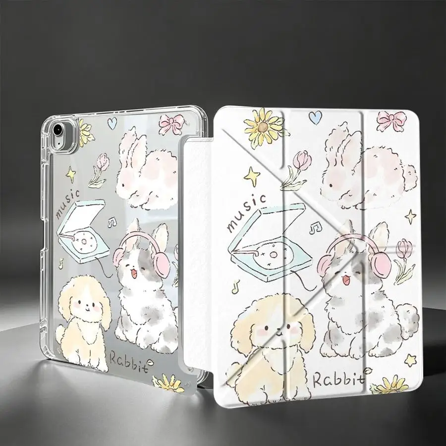 Sweet Pastel Animal With Pen Slot Cover Tablet Case For Samsung Galaxy Tab S9 Plus S7 FE A9 Plus S10 Lite A8 S8 A11