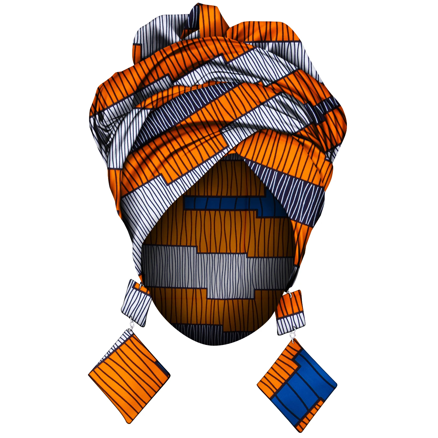 African Fashion Style Headscarf Earring for Women Handmade Ankara Print Women Ear Wear and Head Wrap 2 Pieces Wyb880 - view 6