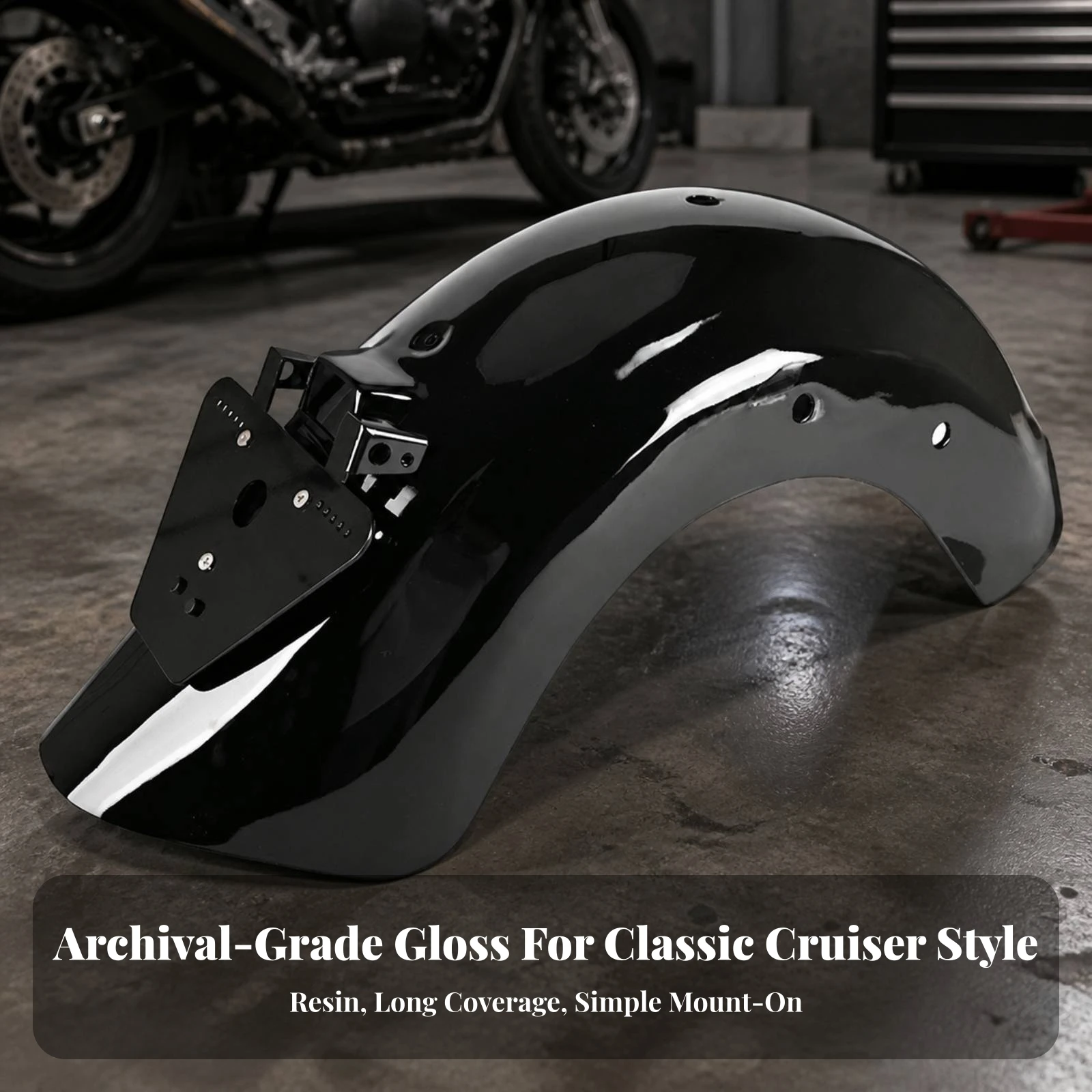 Motorcycle Rear Mudguard Stable Rear Mudguard with Mounting Bracket Mudguard Extender High Hardness Glossy for Riders