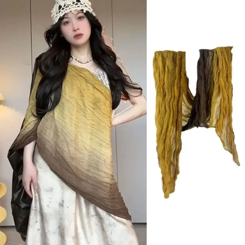 

Hot All The Fold Gradient Spring And Autumn Cotton And Linen Scarf Silk Scarf Female Autumn-winter Shawl Korean Version Scarf