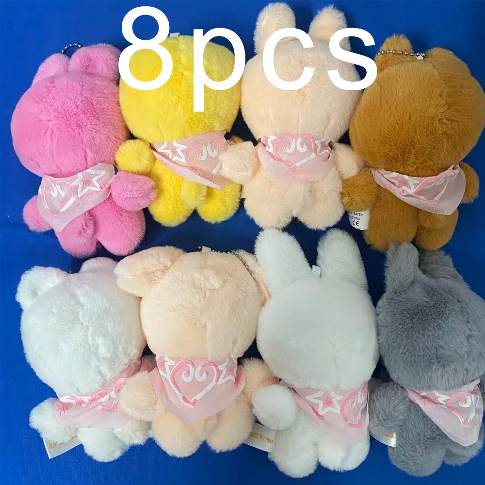 Llavero de peluche Kpop de osos y zorros, juguete de peluche con bufanda, colgante de llavero Li Longfu con ojos de frijol, regalo creativo de Halloween para fans