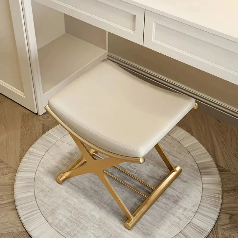 Bedroom dressing table stool Entrance Shoe bench ​Metal small Makeup chair designer Soft bag footrest Hallway ottoman Furniture