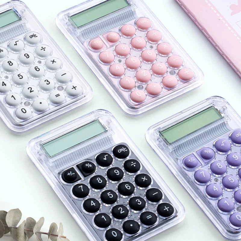 8 Digits Display Silence Widescreen Mini Calculator Students Portable Transparent Electronic Calculator Daily Use