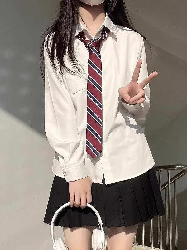 

Белая рубашка JK с защитой от морщин, базовый стиль, короткий рукав, весна-лето, новинка, в студенческом стиле, универсальная, для многослойных образов, для повседневной носки, свободный крой