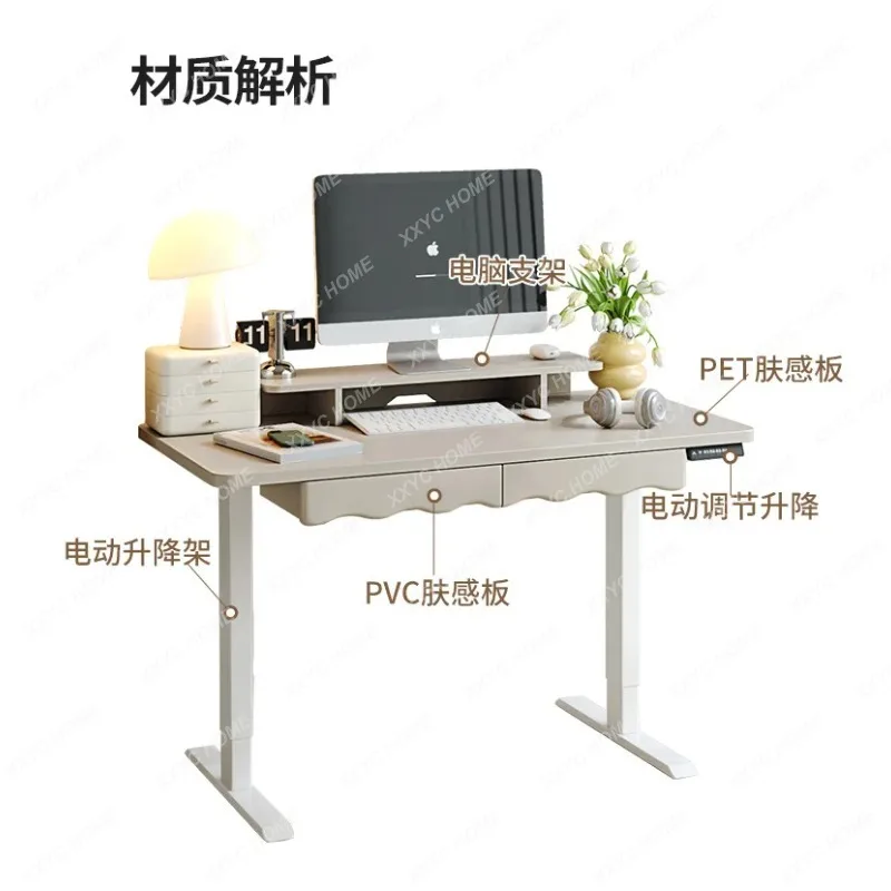 AA  Electric Height Adjustable Desk Study  Style Home Computer Desk with Drawer Chair