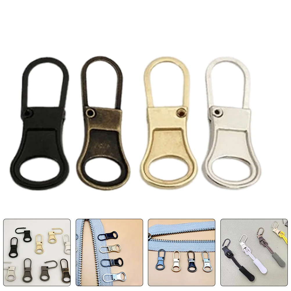 

4pcs Zipper Pull Replacement Metal Sturdy For Bags Shoes Coats Luggage Pencil Case Pouches Jacket Fix Zip Repair Kit