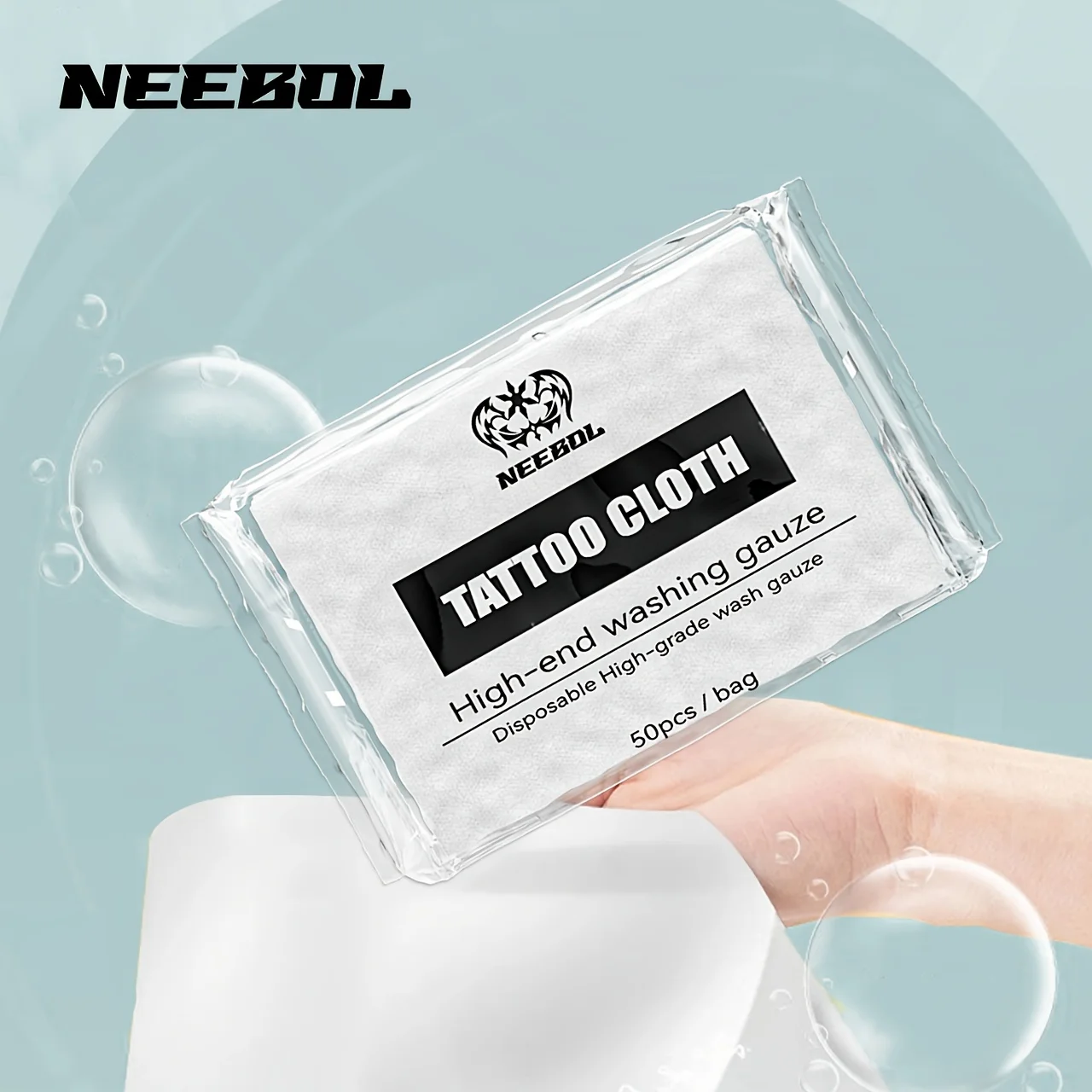 

50 шт., одноразовая салфетка для татуировок Neebol, ультрамягкие неувлажненные очищающие салфетки для удаления макияжа боди-арта, принадлежности для татуировок