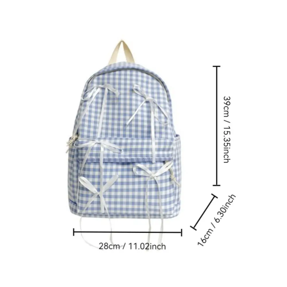 Mochila escolar xadrez de grande capacidade para adultos, arco bonito, estudantes, faculdade, Y2K