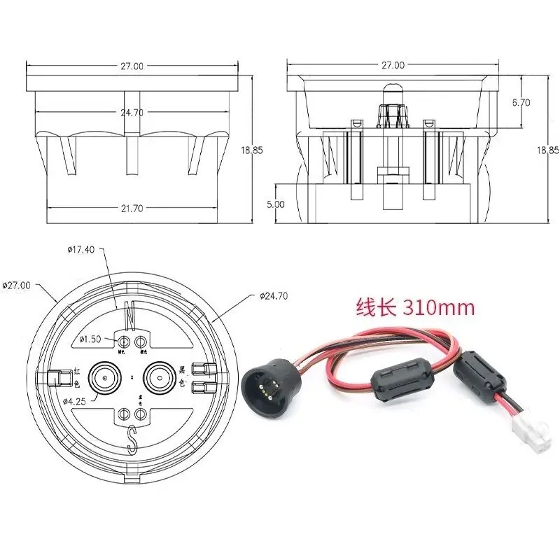Magnetischer runder Pogo-Pin-Stecker, 10 A, männlich, weiblich, Metall, federbelastet, 1-poliges DC-Ladegerät, 16 AWG-Draht, M12-Gewinde, Gold – Detail 18