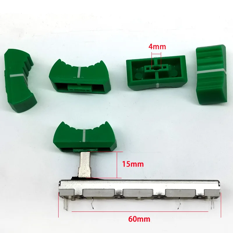 2PCS SC4580GH 60mm sliding potentiometer B10K handle length 15mm mixing console dual channel pusher green hat