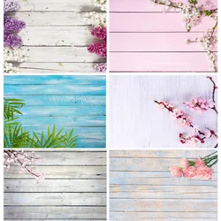 SHENGYONGBAO Spring Flower Wood Board Photography Backdrops Photo Studio Props Wooden Floor Backgrounds MB-03