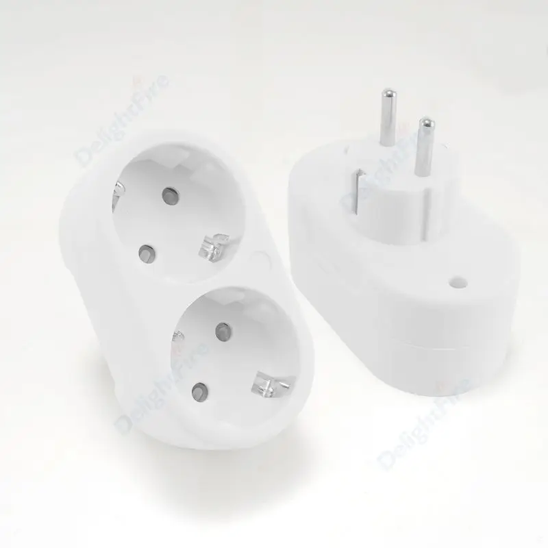 EU Plug Adapter With 2 AC Outlets Spian Germany Russia Korea Power Adapter European Standard 16A 250V 3500W Power Converter