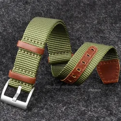 Green Black Grey 20mm 22mm Nylon Leather Strap for Women Men Sport Watchband Soft Bracelet for Hamilton Khaki Field
