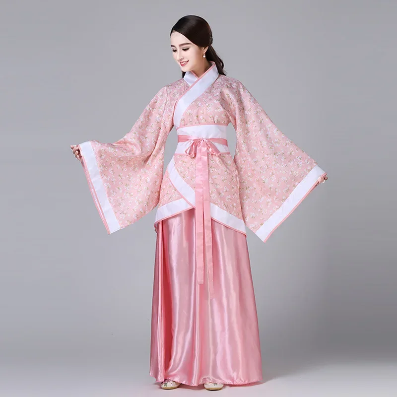 Traje de bata de seda china para niñas y mujeres, Kimono chino tradicional Vintage étnico antiguo, traje de baile, conjunto Hanfu Cosplay