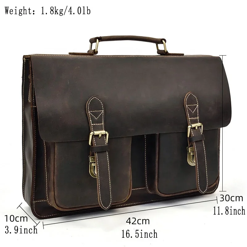 Business Bag Leather Briefcase Shoulder Laptop Business Bag for Men Large Genuine Leather Work Tote For 15.6