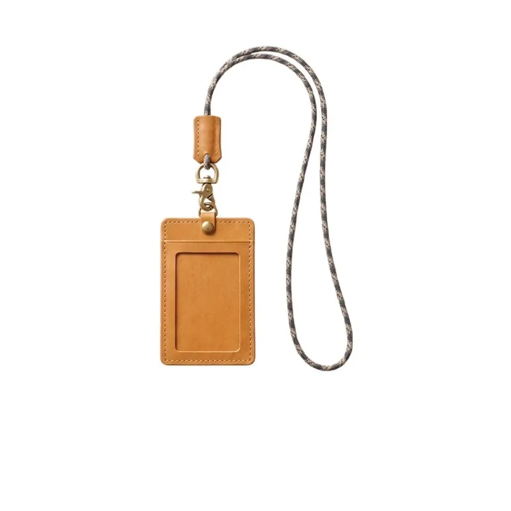 Vintage Waxed Leather ID Badge Holder Distressed Leather Premium Leather Work ID Card Cover Snug Fit Protective Sleeve Card Pack