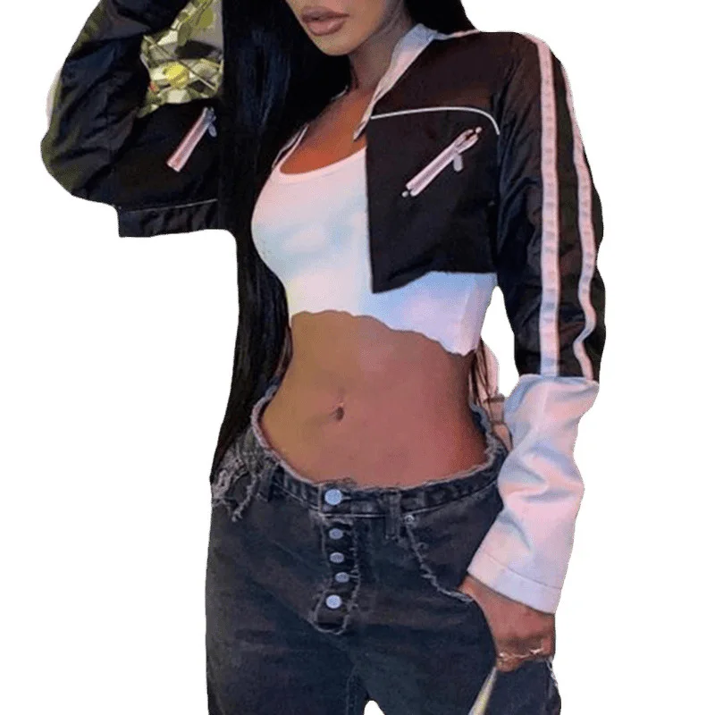 Amerykańska kurtka motocyklowa ze skóry ekologicznej, z nadrukiem liter, zapinana na zamek, damska, modna odzież letnia.