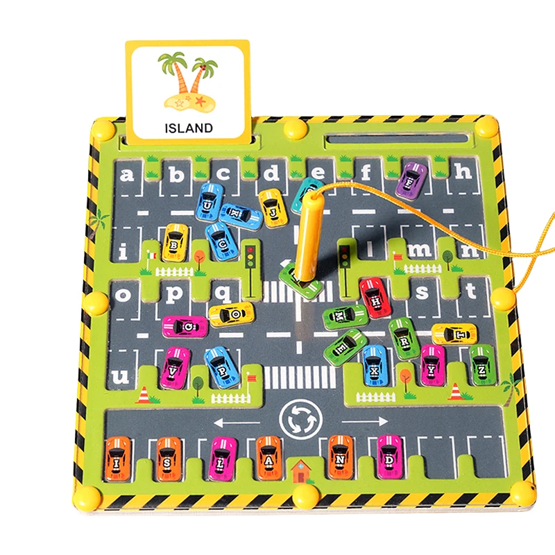 Labirinto magnetico Giocattoli Puzzle in legno Ordinamento Forma Colore Viaggio Aereo Attività Scheda abbastanza Giocattoli educativi prescolari Montessori