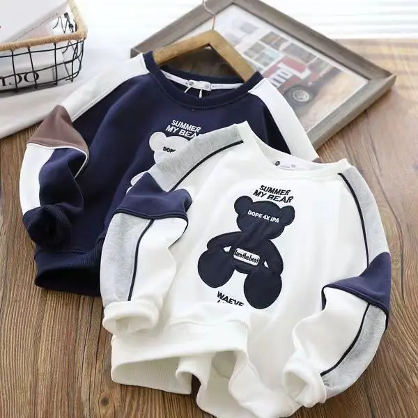 

Boy's Hoody Spring 2022 New Children's Stitching Sports Top Middle and Big Children's Spring and Autumn Bottoming Shirt