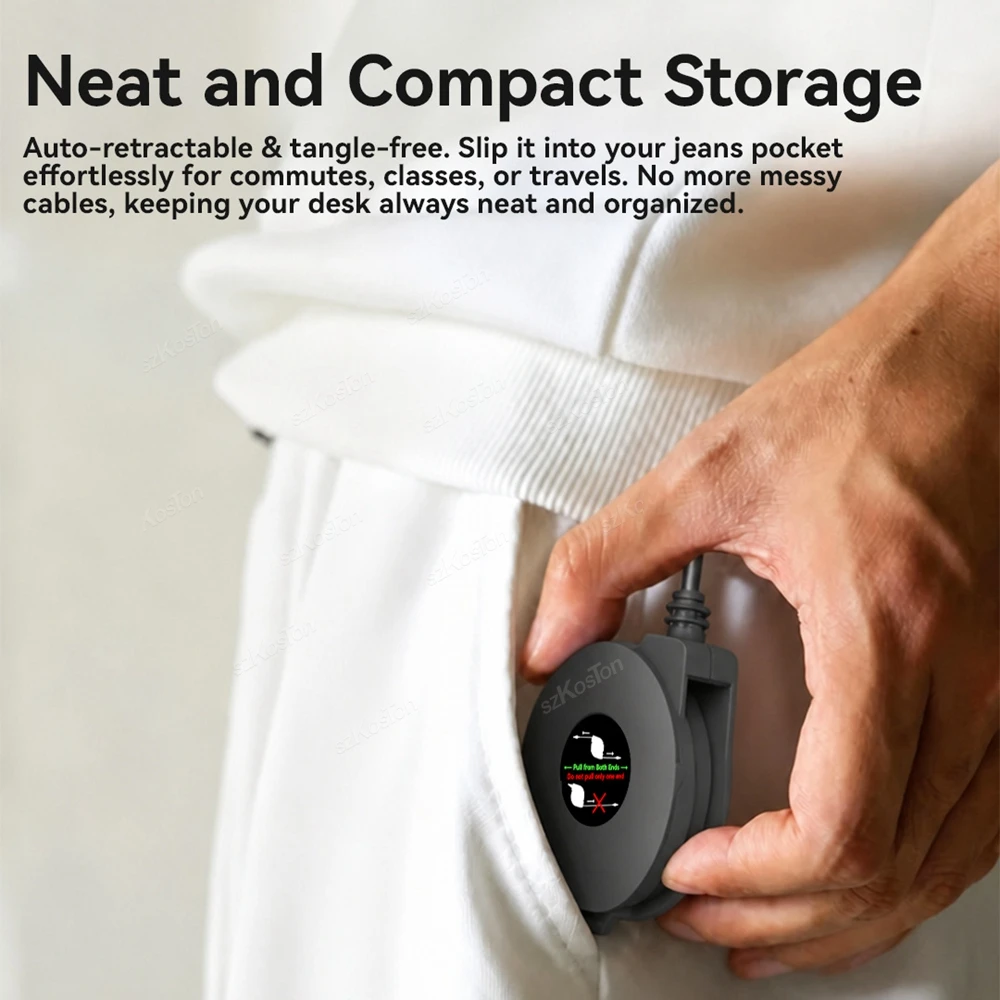 For Starlink Mini Retractable Cable with 300cm Stretch Flexible Charging Smooth Retraction for Roof Indoor Vehicle Camping