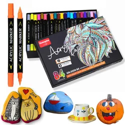 GN 84 Colors Double tip Acrylic Paint Pens Soft Brush/Extra-Fine Art Paint Markers Christmas Rock Painting,Wood,Metal,Plastic