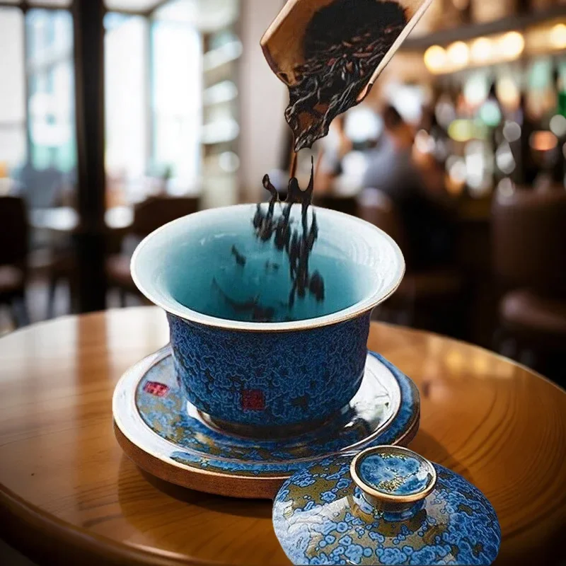 

CL Suyuan Yu High-end Sancai Gaiwan Tea Cup Ceramic Handmade Tea Bowl Single Kung Fu Tea Set Gift