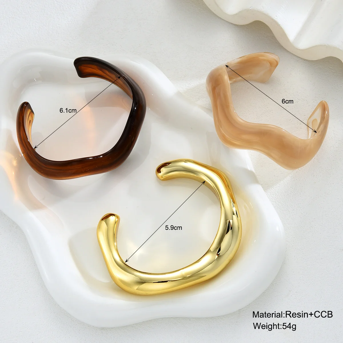 3Pcs Irregular Wavy Cuff Bangle Set For Women Resin Chunky Wave Bracelets Minimalist Stackable Wristband Trendy Jewelry Gift New image 6