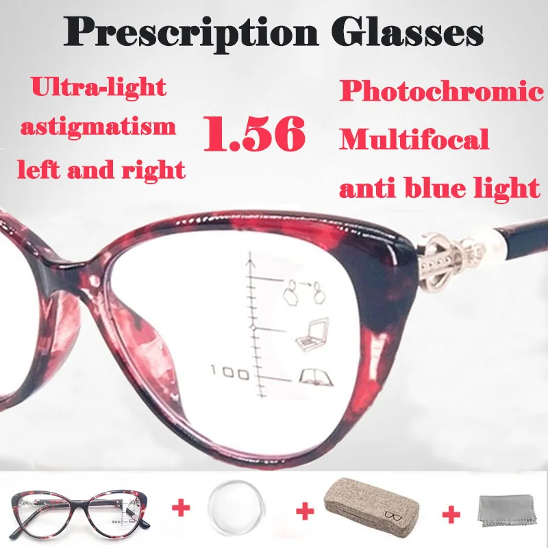 

Prescription Glasses Women Cat Eye Retro Progressive Photochromic Reading Glasses Tr90 Quality Near Far Sight Presbyopia Glasses